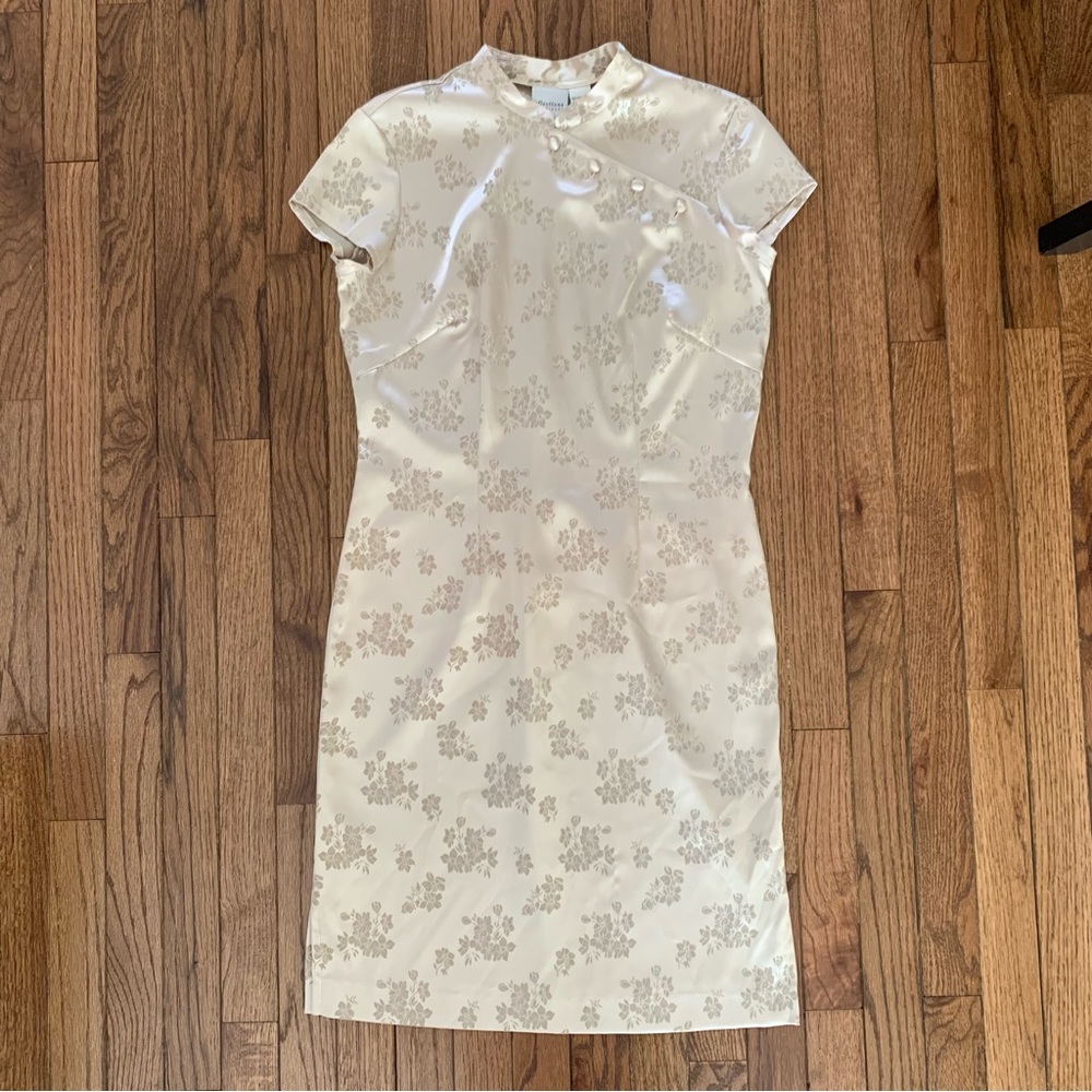Vintage Traditional Formal Fitted Evening Wear Gold Cheongsam - Picture 7 of 12